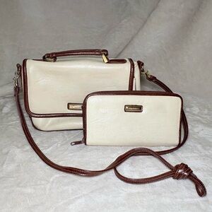 Rosetti Cream and Brown Small Purse & Wallet Set